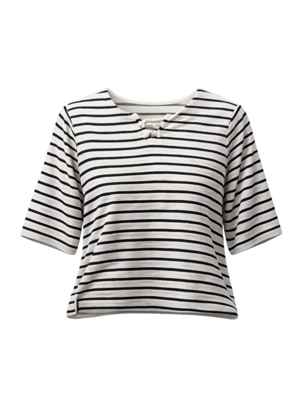 Women's Croft & Barrow Short Sleeve Striped Tee XL White Black
